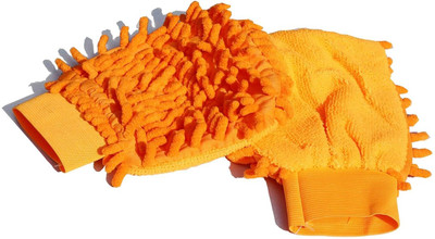 Pure Source India Reusable Microfiber Cleaning Car Wash Chenille Mitten Gloves Mitts Dry Glove Set(Medium Pack of 2)