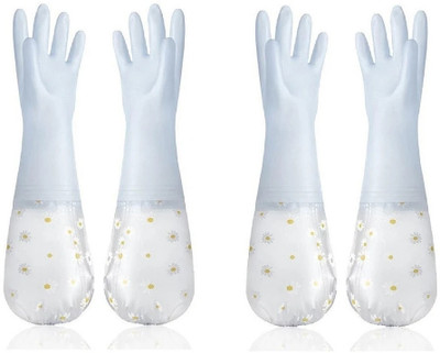 Eopzo Latex Hand Gloves For Kitchen Dish Washing Wet and Dry Glove Set(Extra Large Pack of 4)