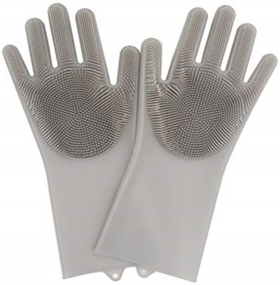 Kireka SiliconeGloves with Reusable Heat Resistant Tool for Cleaning,Dish Washing 1pair Wet and Dry Glove(Free Size)