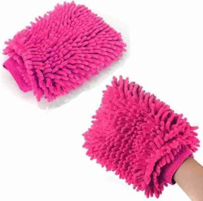 Priyansh Double Side Microfiber Hand Cleaning Gloves For Kitchen & Home (Pack Of 2) Wet and Dry Glove Set(Free Size Pack of 2)