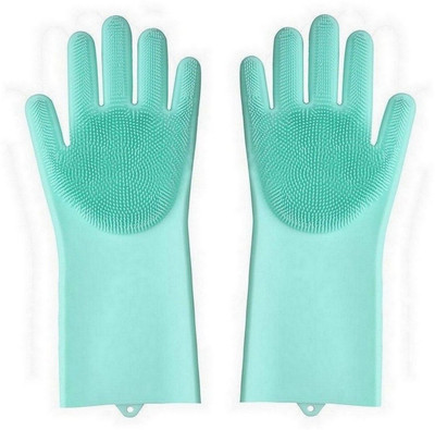 RBGIIT Silicone Dish Washing Hand Gloves for Cleaning Kitchen Car Bathroom Pet Grooming Wet and Dry Glove(Free Size)