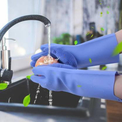 Mukono SiliconeGloves with Reusable Heat Resistant Tool for Cleaning,Dish Washing 1pair Wet and Dry Glove(Free Size)