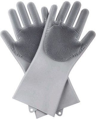 Mukono SiliconeGloves with Reusable Heat Resistant Tool for Cleaning,Dish Washing 1pair Wet and Dry Glove(Free Size)