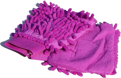 Pure Source India Reusable Microfiber Cleaning Car Wash Chenille Mitten Gloves Mitts Dry Glove Set(Medium Pack of 2)