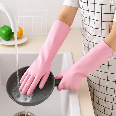 NKSNIMYSTORE Durable Pink Rubber Cleaning Gloves – Waterproof, Reusable, Elbow-Length Grip Wet and Dry Disposable Glove(Free Size)