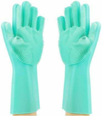PHILOPHOBIA High Quality Magic Silicone Dish Washing Wet and Dry Glove Set(Free Size Pack of 2)