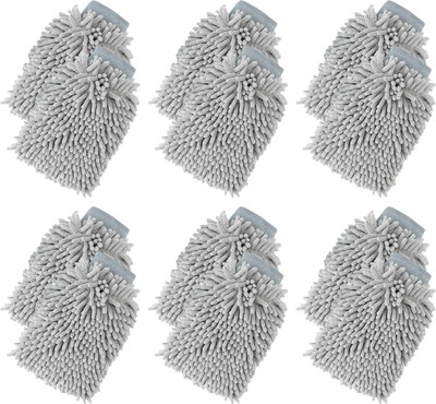 KUBER INDUSTRIES Hand Duster for Kitchen | Double Sided Gloves | SHXNEFSST1 | Pack of 12|Grey Wet and Dry Glove Set(Free Size Pack of 12)