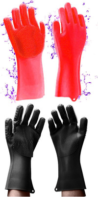 DHONI Multipurpose Cleaning Hand Gloves For Kitchen, gloves for washing utensils Wet and Dry Glove Set(Free Size Pack of 2)