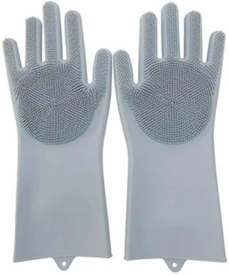 tinger Silicon Dish Washing Gloves For Kitchen Wet and Dry Glove Set Wet and Dry Glove(Free Size)