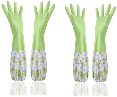 Masox Store 2 Pair Hand Gloves For Kitchen Long Sleeves Gloves Wet and Dry Glove Set(Free Size Pack of 2)