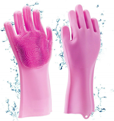 Zemlite Silicone Dish Washing Gloves, Silicon Cleaning Gloves, Silicon Hand Gloves Wet and Dry Glove(Free Size)