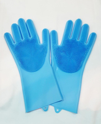 ADSSign Silicone Cleaning Gloves for Dishwashing, Kitchen & Bathroom Wet and Dry Glove(Free Size)