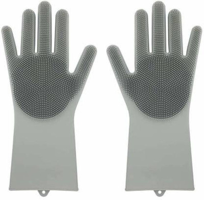 Kasangati SiliconeGloves with Reusable Heat Resistant Tool for Cleaning,Dish Washing 1pair Wet and Dry Glove(Free Size)