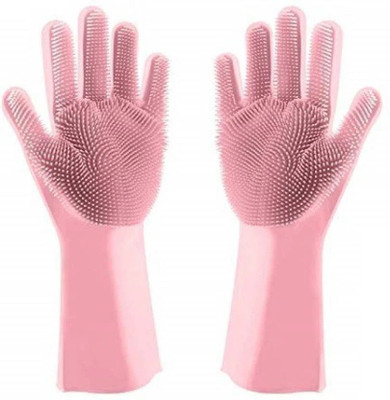 MJEXIM Silicon Hand Gloves For Kitchen Washing Utensils Wet and Dry Glove(Free Size)