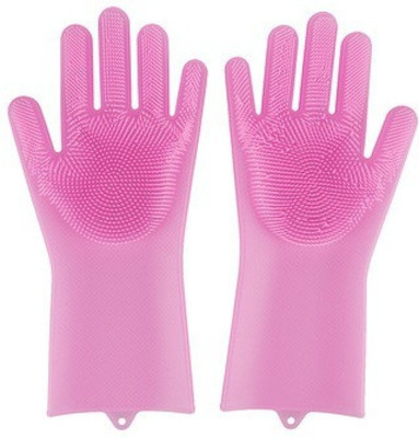 Jinja SiliconeGloves with Reusable Heat Resistant Tool for Cleaning,Dish Washing 1pair Wet and Dry Glove(Free Size)