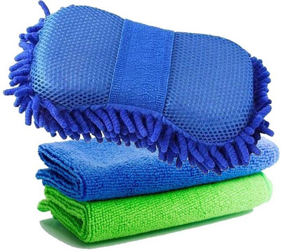 WINKCART Microfiber, Cotton Vehicle Washing  Sponge(Pack Of 3)