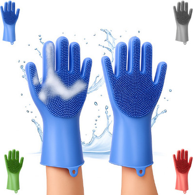 NeedZA Magic Silicone Cleaning Gloves for Kitchen, Car, Bathroom & Pet Grooming Use Wet and Dry Glove(Free Size)