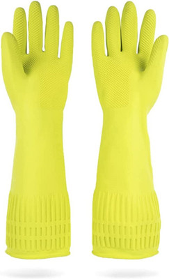 RBGIIT Long Slevees Rubber Water Chemical Resitantce Hand Skin Safety Gloves GK-18 Rubber  Safety Gloves(Pack of 2)