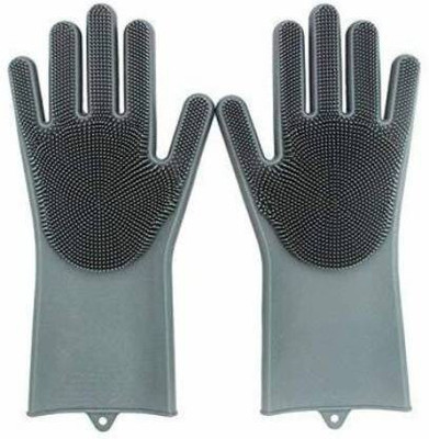 Jinja SiliconeGloves with Reusable Heat Resistant Tool for Cleaning,Dish Washing 1pair Wet and Dry Glove(Free Size)
