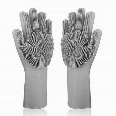 RBGIIT Silicone Dish Washing Hand Gloves for Cleaning Kitchen Car Bathroom Pet Grooming Wet and Dry Glove(Free Size)