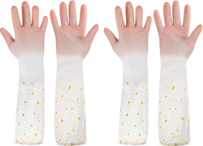 RBGIIT Long Slevee Women Special Dish Washing Toilet Kitchen Bathroom Garden Hand Glove Wet and Dry Glove Set(Large Pack of 2)