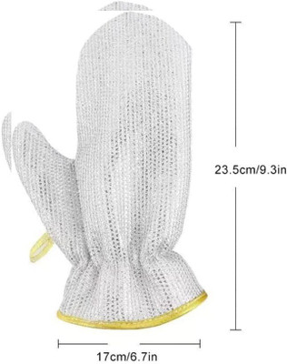 Radha Pack of 2 Reusable Wire Dishwashing Gloves for Kitchen/Household Cleaning x2.253 Wet and Dry Glove(Medium)