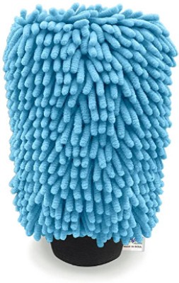 GTC Microfibre Microfiber Chenille & Glass Cloth Mitt, 1 Piece -Sky Blue Wet and Dry Glove(Free Size)