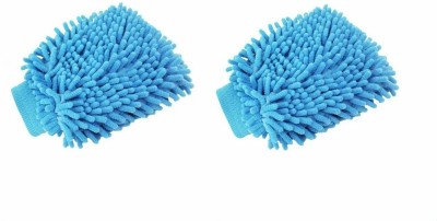 ShoppyCharms Microfiber Multi-Purpose Wash and Dust Chenille Mitt Cleaning Gloves with Lint Wet and Dry Glove Set(Large Pack of 2)