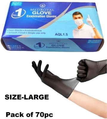 MR GLOVE Black Vinyl/ L/ Examination, Food Grade, Powder Free, Single Use, Hair Coloring, Wet and Dry Glove Set(Large Pack of 70)