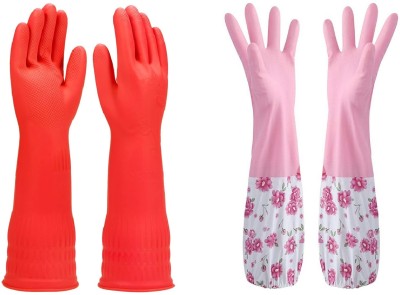 RBGIIT 14 Inch Elbow Length Dishwashing Industrial Gardening Cleaning Hand Gloves Wet and Dry Glove Set(Large Pack of 2)