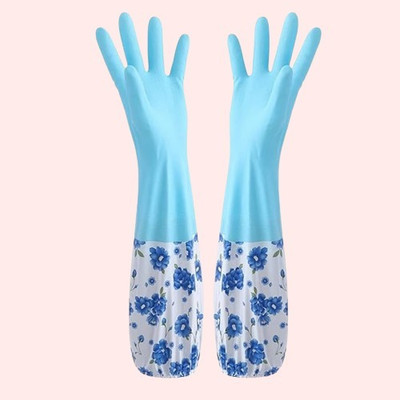 DREHOTRY Reusable PVC Flock Inner Cotton Fleece Lined Hand Gloves Wet and Dry Glove Set(Extra Large Pack of 2)