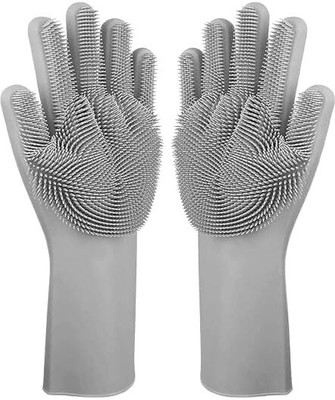 Prime Avtar Silicone Hand Gloves For Dish Washing Kitchen Bathroom Car Cleaning Wet and Dry Glove(Free Size)