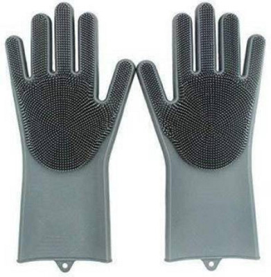 Kireka SiliconeGloves with Reusable Heat Resistant Tool for Cleaning,Dish Washing 1pair Wet and Dry Glove(Free Size)