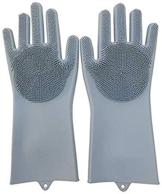 SB INTERNATIONAL Silicon Dish Washing Gloves Hand Gloves for Kitchen Wet and Dry Glove Set(Medium Pack of 2)