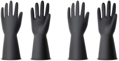 HM EVOTEK Rubber Dishwashing Kitchen for Pet Grooming Washing Dishes Bathroom Car Wet and Dry Glove Set(Large Pack of 2)