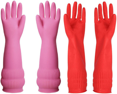 Masox Store 14 Inch Elbow Length Dishwashing Industrial Gardening Cleaning Hand Gloves Wet and Dry Glove Set(Free Size Pack of 2)