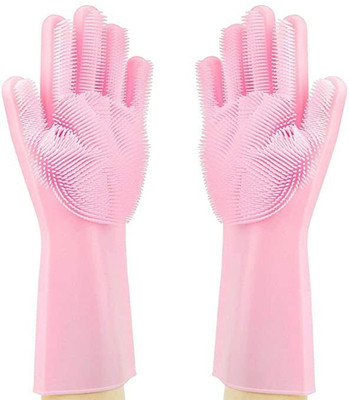 ARUA SiliconeGloves with Reusable Heat Resistant Tool for Cleaning,Dish Washing 1pair Wet and Dry Glove(Free Size)
