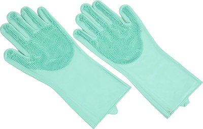Quickoo Silicone Dish Washing Hand Gloves Wet Glove(Free Size)