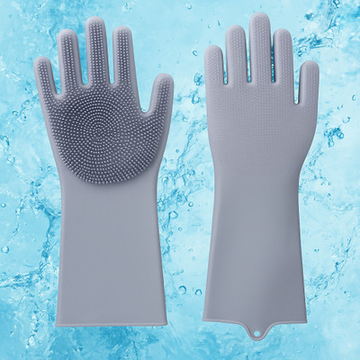 Bhavi Lifestyle Magic Silicone Dish washing Gloves for Kitchen Cleaning, Car & Bathroom Wet and Dry Glove(Medium)