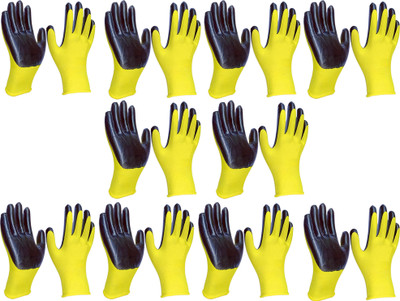 RBSOCK Multipurpose Nylon PU Coated Smooth Grip Safety Hand Work Cut Resistant Glove K1 Cycling Gloves(Yellow, Black)