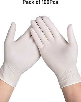 Zepham Examination Disposable Non-Sterile Hand Gloves Wet and Dry Disposable Glove Set(Large Pack of 100)
