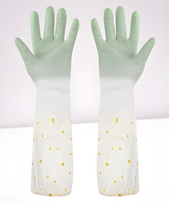 Hand Care Long Sleeve Kitchen Waterproof Household Dishwashing Cleaning Gloves 1 pairs Wet and Dry Glove Set(Medium Pack of 2)