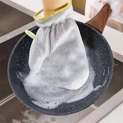 Ceridwen Silver Wire Dishwashing Gloves Kitchen Household Cleaning Reusable 1 pis Glove Wet and Dry Disposable Glove(Free Size)