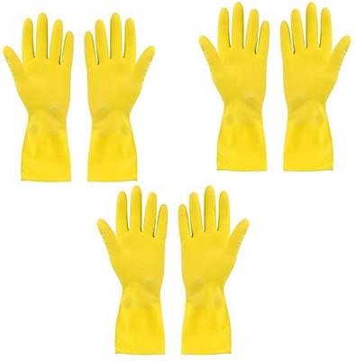 mnu Reusable, Multi Purpose Rubber Wet and Dry Glove Set(Large Pack of 3)
