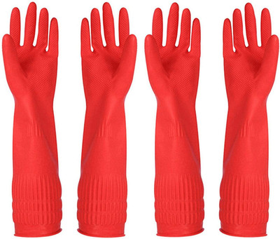 MPR4 15 Inch Long Reusable Rubber Gloves For Dishwashing Gardening Kitchen Wet and Dry Glove Set(Free Size Pack of 2)