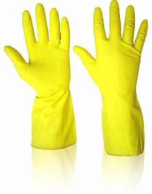 PEHEL INTERNATIONAL Cleaning Gloves Reusable Rubber Hand Gloves, Stretchable Gloves for Washing Cleaning Kitchen Garden Wet and Dry Disposable Glove(Large)