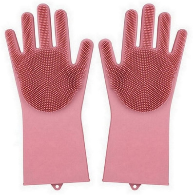 RBGIIT Magic Silicone Gloves Scrubbing Gloves for dishes, dishwashing gloves with scrubbers, dish gloves for kitchen, car wash, and pet care Wet and Dry Glove Set(Medium Pack of 4)