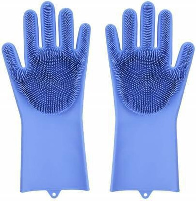 Kasangati SiliconeGloves with Reusable Heat Resistant Tool for Cleaning,Dish Washing 1pair Wet and Dry Glove(Free Size)