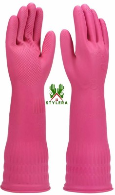 STYLERA Long Slevees Rubber Washable Reusable Farming Agricular Garden Glove Wet and Dry Disposable Glove Set(Free Size Pack of 2)