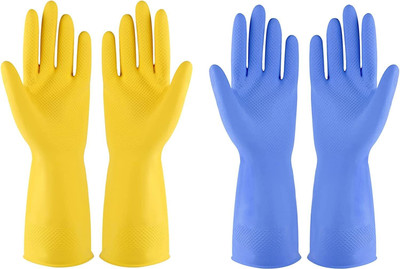 RBGIIT Reusable Kitchen Dishwashing Cleaning Bahroom Toilet Household Gloves Wet and Dry Disposable Glove Set(Free Size Pack of 2)